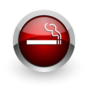 Smoking red circle web glossy icon. Illustrazione stock