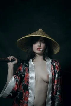 Smoking samurai Stock Photos