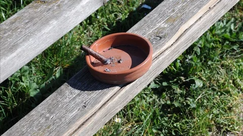 SMOKING SIGAR ON A BENCH Video stock 105224771