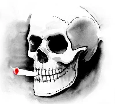 Smoking skull Stock Illustration
