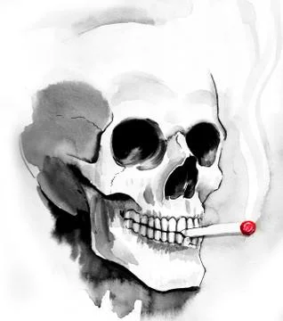 Smoking skull Stock Illustration