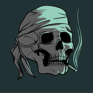 Smoking skull, vector illustration Stock Illustration