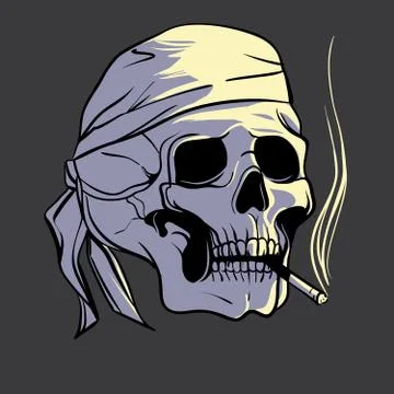 Smoking skull, vector illustration Stock Illustration