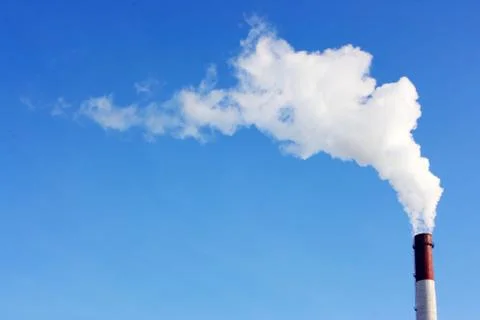 Smoking stack of thermal power station Stock Photos