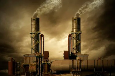 Smoking stacks of the Factory Stock Illustration