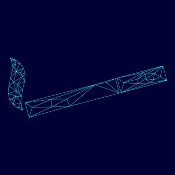 Smoking symbol. Cigarette low poly triangulation triangulated polygonal elect Stock Illustration