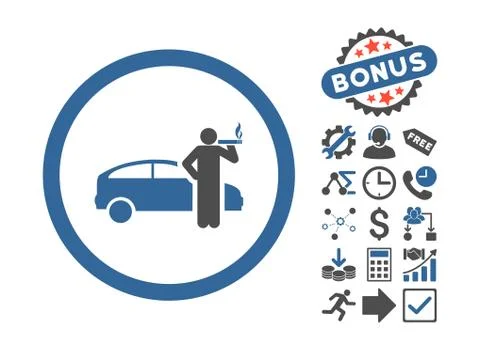 Smoking Taxi Driver Flat Vector Icon With Bonus Stock Illustration