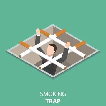 Smoking trap flat isometric vector concept. Stock Illustration