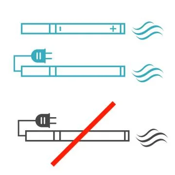 Smoking vs Electronic cigarette or vaporizer device . Electronic cigarette Stock Illustration