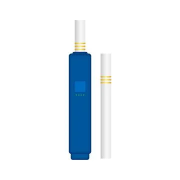 Smoking vs Vaping. Electronic Cigarette or Vaporizer Device and Tobacco Cigar Illustrazione stock