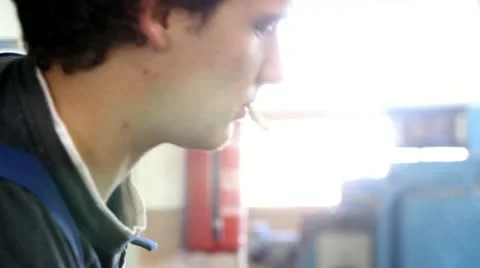 Smoking worker Stock Footage 20527672