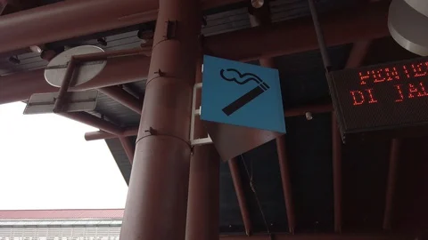 Smoking Zone at Drop Off Zone Terminal 2 Soekarno Hatta Airport Stock Footage 129886863