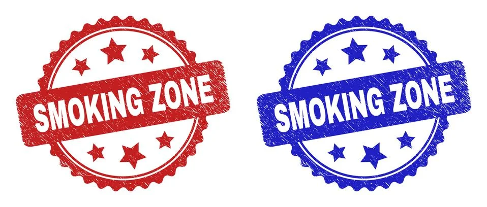SMOKING ZONE Rosette Watermarks Using Scratched Texture Stock Illustration