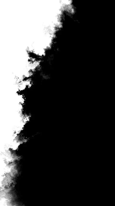 Smoky black ink border white empty area, gray cloud edges, and organic abstract Stock Footage 340413285