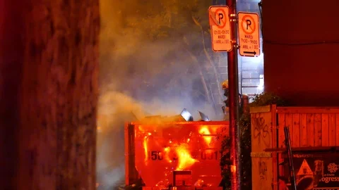 Smoky container at night Stock Footage 116712368