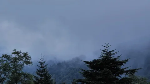 Smoky Mountains Time Lapse of Clouds Blowing Down the Mountain Face Stock Footage 96753232