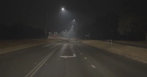 Smoky road at night Stock Footage