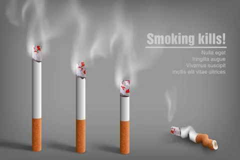 Smoldering cigarette with a smoke Stock Illustration