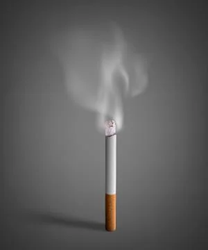 Smoldering cigarette with a smoke Stock Illustration