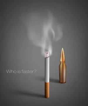 Smoldering cigarette with a smoke Stock Illustration