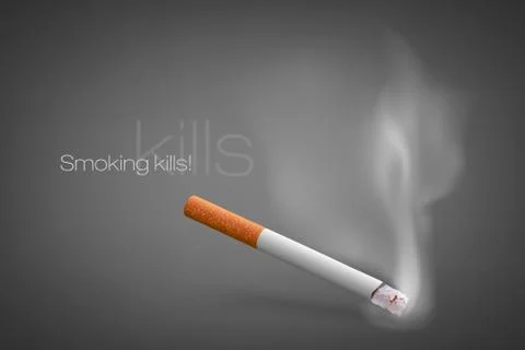 Smoldering cigarette with a smoke Stock Illustration