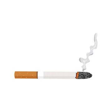 Smoldering cigarette with smoke. Vector illustration isolated white backgroun Stock Illustration