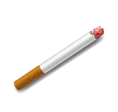 Smoldering cigarette on a white background Stock Illustration