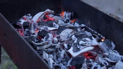 The smoldering coals for a barbecue Stock Footage 79206733