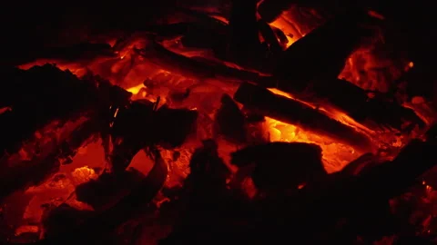 Smoldering coals in a campfire. Stock Footage 313299780