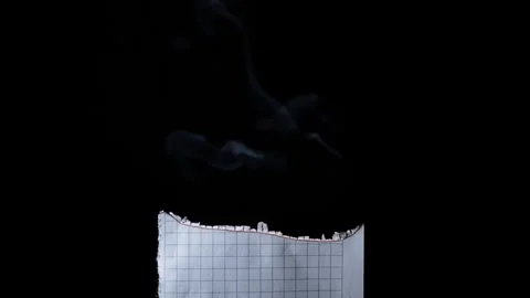 Smoldering Edge Of Graph Paper With Rising Smoke On Black Background Vidéo 330301237
