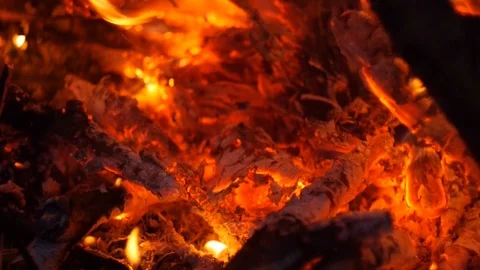 Smoldering fire, ashes after a fire swelled by the wind Stock Footage 122611189