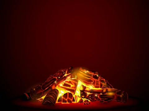 Smoldering fire at night 1 Stock Footage 76653857
