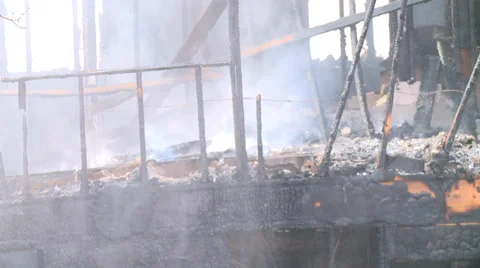 Smoldering House Fire Close Up Stock Footage 37251537