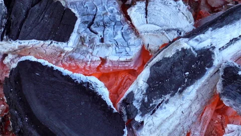 Smoldering logs and ashes. Close-up Stock Footage 125469850