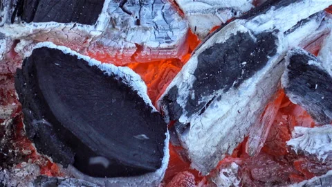 Smoldering logs in fire Stock Footage 153072522