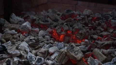 Smoldering pieces of coal Stock Footage 159897369