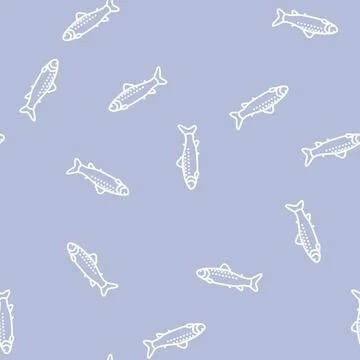 Smolt salmon line seamless pattern イラスト素材