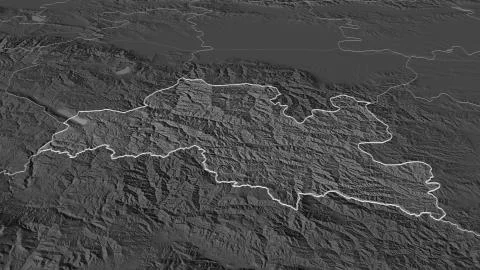 Smolyan, Bulgaria. Bilevel elevation map with surface waters Stock Illustration