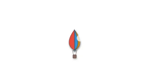A smooth 4K motion graphics animation of a retro hot air balloon floating g.. Video stock 345640694