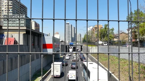 Smooth, 60 fps time lapse view of traffic along the Autopista Central Stock Footage 98111837
