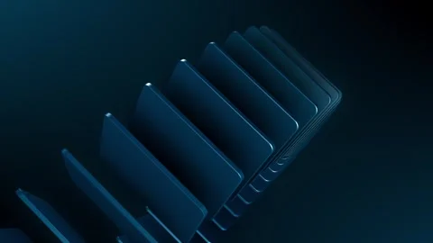 A smooth abstract 3D animation of teal-colored round edge rectangles smoothly Stock Footage 305438922