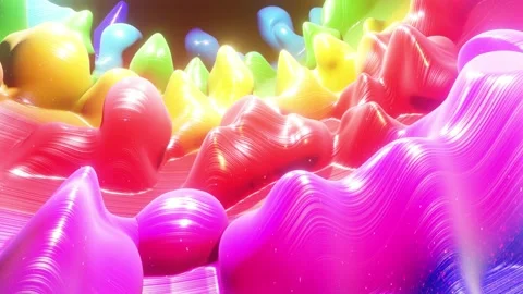 Smooth abstract animation of liquid gradient rainbow color in 4k. Bright glossy Stock Footage 137492986