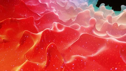 Smooth abstract animation of liquid gradient red color in 4k. Bright matte paint Stock Footage 140265646