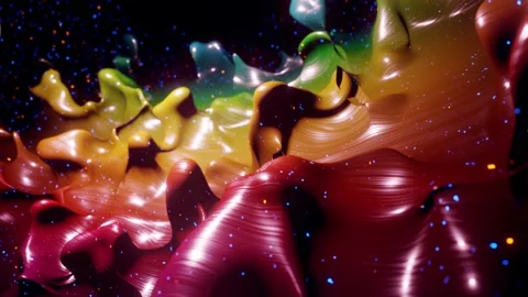 Smooth abstract animation of liquid gradient rainbow color in 4k. Bright glossy Stock Footage 140266020