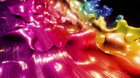 Smooth abstract animation of liquid gradient rainbow color in 4k. Bright glossy Stock Footage 140266048