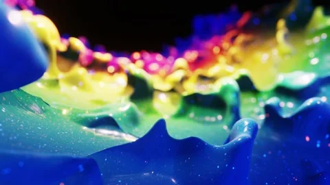 Smooth abstract animation of liquid gradient rainbow color in 4k. Bright glossy Stock Footage 159097353