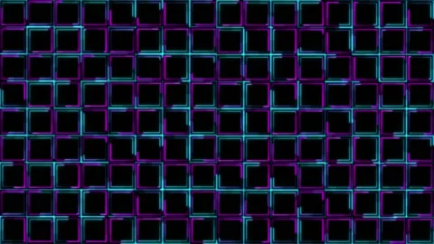Smooth abstract digital animated grid tiles with magenta purple and cyan Stock Footage 333840856