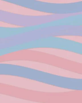 A smooth abstract pattern of pastel pink and blue wavy ribbons, creating a .. Illustrazione stock