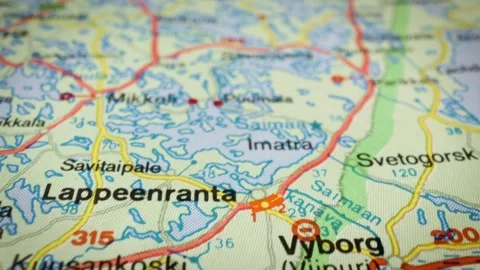 Smooth aerial map glide following the finland–russia border line Stock Footage 332797980