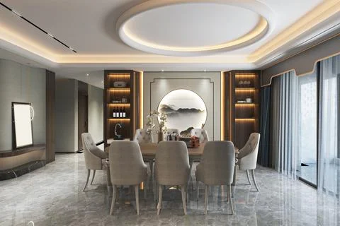 Smooth and clear concept of dining room decoration wall self furniture Stock Illustration